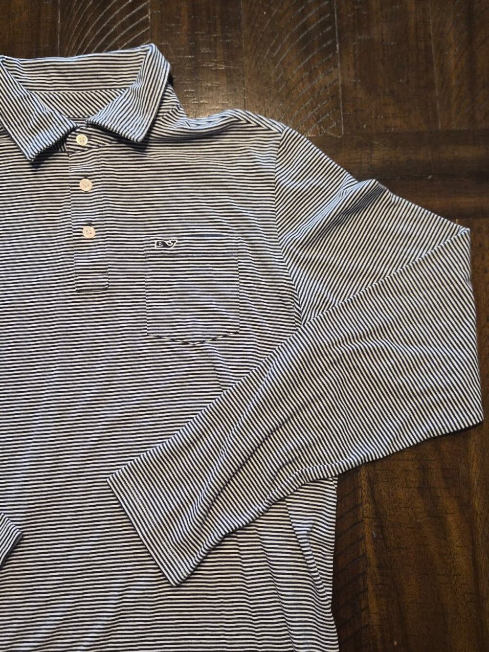 Vineyard Vines Edgartown Polo Shirt Boys XL 18 Black Stripe Whale Preppy G783